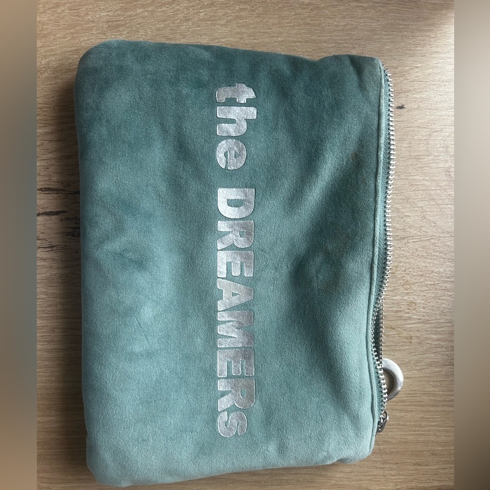 Accessorize Green Cosmetic Bag with Silver Text